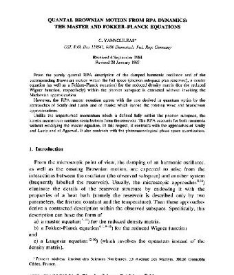 خرید و دانلود نسخه کامل کتاب Quantal Brownian motion from RPA dynamics: the master and Fokker-Planck equations