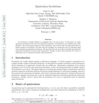 خرید و دانلود نسخه کامل کتاب Quaternion Involutions