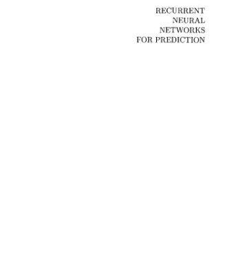 خرید و دانلود نسخه کامل کتاب Recurrent neural networks for prediction: learning algorithms, architectures, and stability