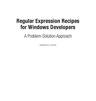 خرید و دانلود نسخه کامل کتاب Regular Expression Recipes for Windows Developers: A Problem-Solution Approach