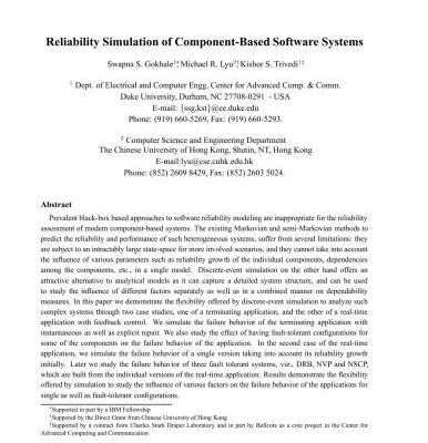 خرید و دانلود نسخه کامل کتاب Reliability Simulation of Component-Based Software Systems