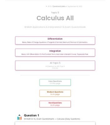 خرید و دانلود نسخه کامل کتاب Revision village Math AI SL – Calculus – Easy Difficulty Questionbank