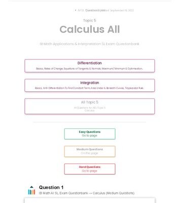 خرید و دانلود نسخه کامل کتاب Revision village Math AI SL – Calculus – Medium Difficulty Questionbank