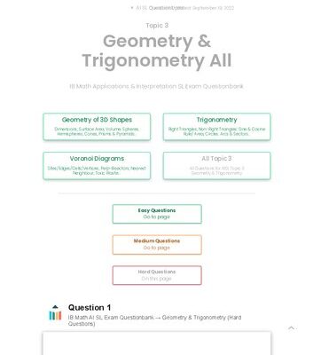 خرید و دانلود نسخه کامل کتاب Revision village Math AI SL – Geometry & Trigonometry – Hard Difficulty Questionbank