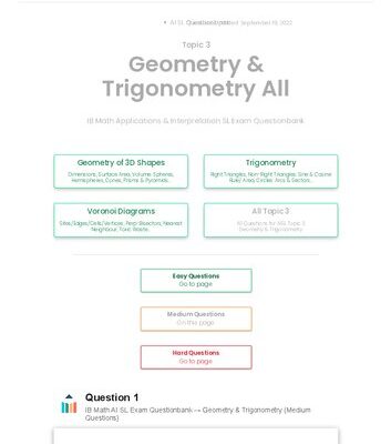 خرید و دانلود نسخه کامل کتاب Revision village Math AI SL – Geometry & Trigonometry – Medium Difficulty Questionbank