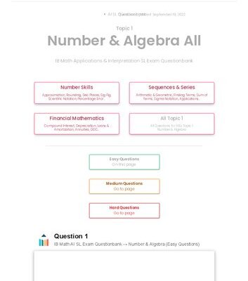 خرید و دانلود نسخه کامل کتاب Revision village Math AI SL – Number & Algebra – Easy Difficulty Questionbank