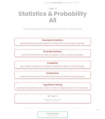 خرید و دانلود نسخه کامل کتاب Revision village Math AI SL – Statistics & Probability – Easy Difficulty Questionbank