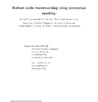 خرید و دانلود نسخه کامل کتاب Robust audio watermarking using perceptual masking