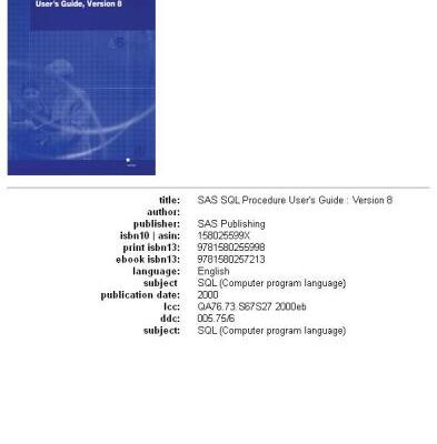 خرید و دانلود نسخه کامل کتاب SAS SQL procedure user’s guide: version 8