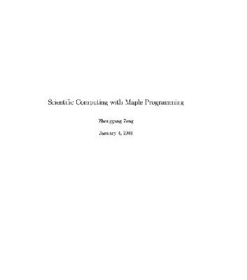 خرید و دانلود نسخه کامل کتاب Scientific Computing with Maple Programming