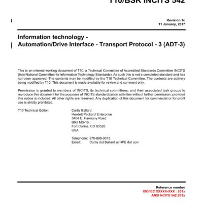 خرید و دانلود نسخه کامل کتاب SCSI Automation/Drive Interface – Transport Protocol – 3 (ADT-3 r01c)