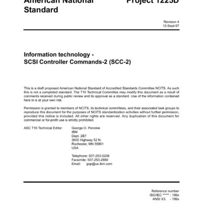 خرید و دانلود نسخه کامل کتاب SCSI Controller Commands – 2 (SCC-2 r04)
