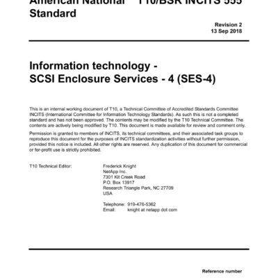 خرید و دانلود نسخه کامل کتاب SCSI Enclosure Services – 4 (SES-4 r02)
