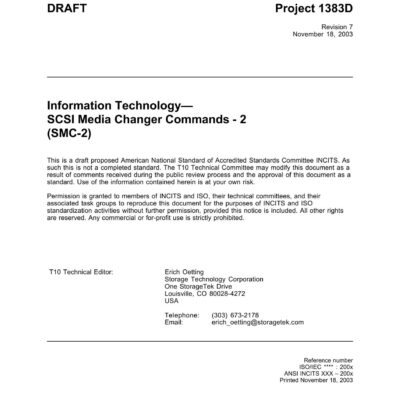 خرید و دانلود نسخه کامل کتاب SCSI Media Changer Commands – 2 (SMC-2 r07)