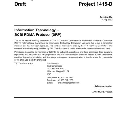 خرید و دانلود نسخه کامل کتاب SCSI RDMA Protocol (SRP r16a)