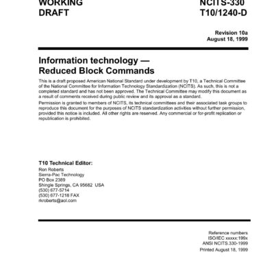 خرید و دانلود نسخه کامل کتاب SCSI – Reduced Block Commands (RBC r10a)