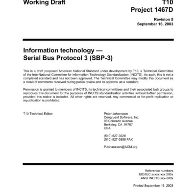خرید و دانلود نسخه کامل کتاب SCSI Serial Bus Protocol – 3 (SBP-3 r05)