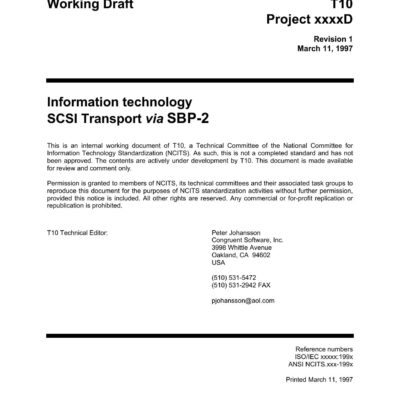 خرید و دانلود نسخه کامل کتاب SCSI Transport via SBP-2 (STS r01)