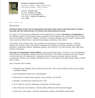 خرید و دانلود نسخه کامل کتاب Security in computing
