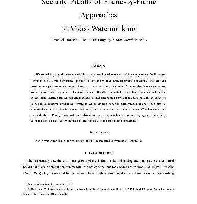 خرید و دانلود نسخه کامل کتاب Security Pitfalls of Frame-by-Frame Approaches to Video Watermarking