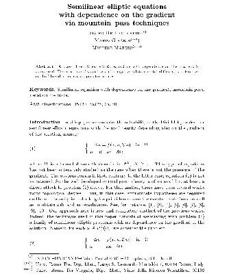 خرید و دانلود نسخه کامل کتاب Semilinear elliptic equations with dependence on the gradient via mountain pass techniques, accettato per la pubblicazione su differential and integral equations