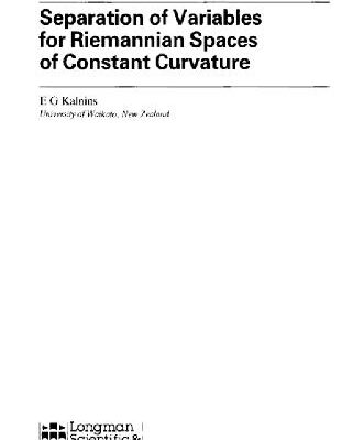 خرید و دانلود نسخه کامل کتاب Separation of variables for Riemannian spaces of constant curvature