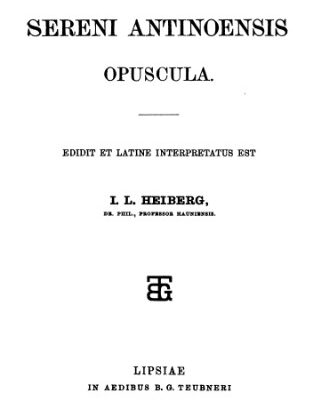 خرید و دانلود نسخه کامل کتاب Sereni Antinoensis Opuscula