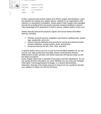 خرید و دانلود نسخه کامل کتاب Solaris Security