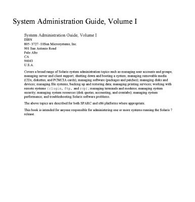 خرید و دانلود نسخه کامل کتاب Solaris: System Administration Guide: No.7