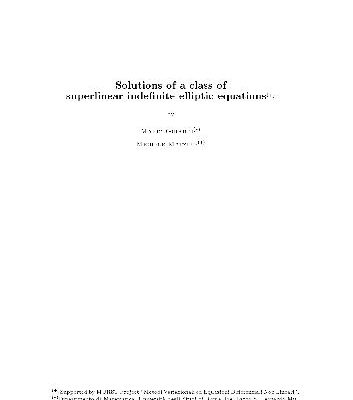 خرید و دانلود نسخه کامل کتاب Solutions of a class of superlinear indefinite elliptic equations