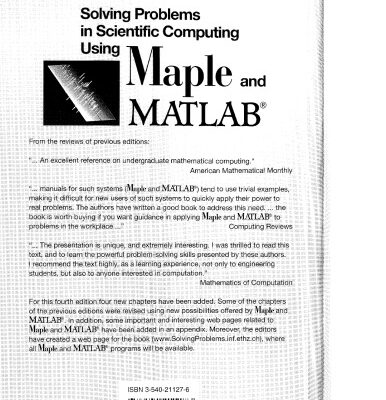 خرید و دانلود نسخه کامل کتاب Solving Probs in Sci. Computing Using Maple, Matlab