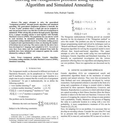 خرید و دانلود نسخه کامل کتاب Solving the Assignment problem using Genetic Algorithm and Simulated Annealing