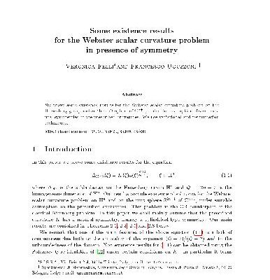 خرید و دانلود نسخه کامل کتاب Some existence results for the webster scalar curvature problem in presence of symmetry