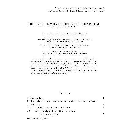 خرید و دانلود نسخه کامل کتاب Some Mathematical Problems in Geophysical Fluid Dynamics