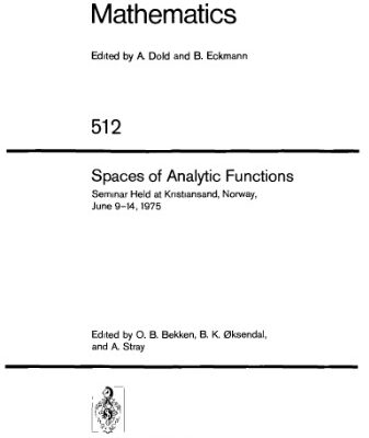 خرید و دانلود نسخه کامل کتاب Spaces of Analytic Functions