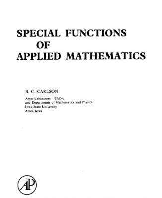 خرید و دانلود نسخه کامل کتاب Special functions of applied mathematics