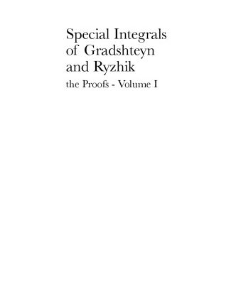 خرید و دانلود نسخه کامل کتاب Special Integrals of Gradshteyn and Ryzhik: The Proofs