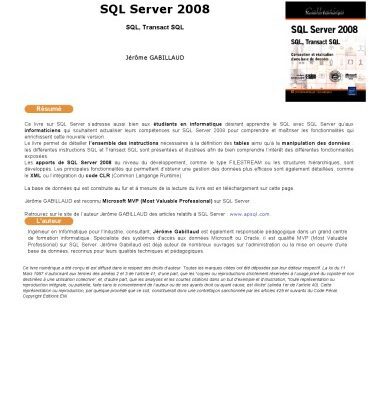 خرید و دانلود نسخه کامل کتاب SQL Server 2008 – SQL, Transact SQL – Conception et réalisation d’une base de données