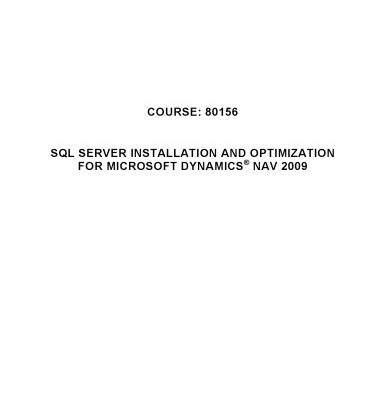 خرید و دانلود نسخه کامل کتاب SQL Server Installation and Optimization for Microsoft Dynamics® NAV 2009