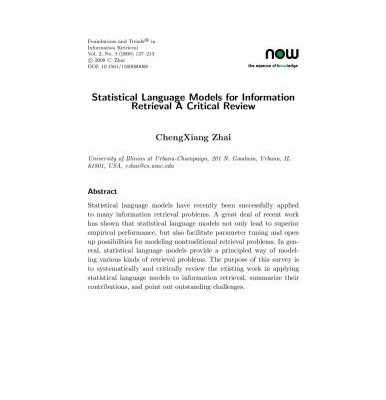 خرید و دانلود نسخه کامل کتاب Statistical Language Models for Information Retrieval – A Critical Review