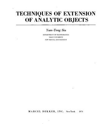 خرید و دانلود نسخه کامل کتاب Techniques of extension of analytic objects