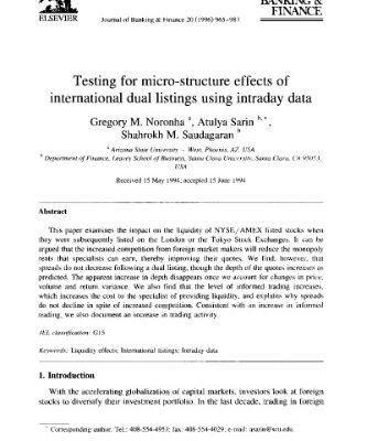 خرید و دانلود نسخه کامل کتاب Testing For Micro-Structure Effects Of International Dual Listings Using Intraday Data