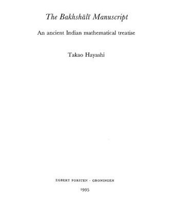خرید و دانلود نسخه کامل کتاب The Bakhshali Manuscript