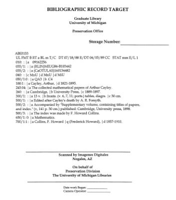 خرید و دانلود نسخه کامل کتاب The collected mathematical papers of Arthur Cayley