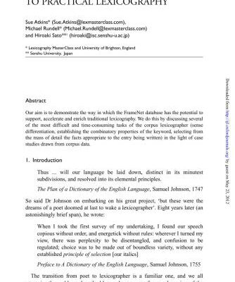 خرید و دانلود نسخه کامل کتاب The Contribution of FrameNet to Practical Lexicography