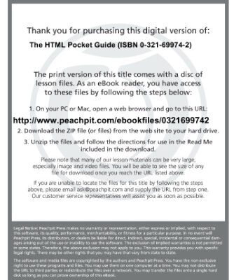 خرید و دانلود نسخه کامل کتاب The HTML Pocket Guide
