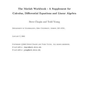 خرید و دانلود نسخه کامل کتاب The Matlab Workbook – A Supplement for Calculus, Differential Equations and Linear Algebra