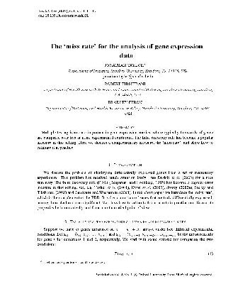 خرید و دانلود نسخه کامل کتاب The ‘miss rate’ for the analysis of gene expression data