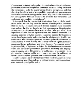 خرید و دانلود نسخه کامل کتاب The Political Economy of Public Administration: Institutional Choice in the Public Sector (Political Economy of Institutions and Decisions)