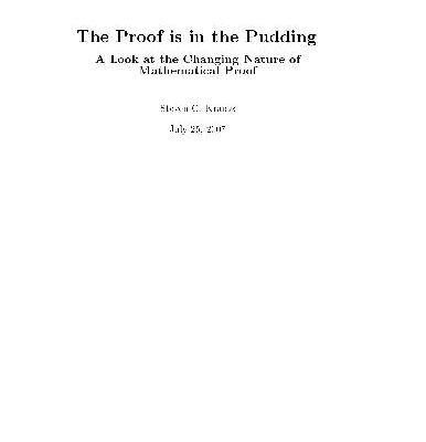 خرید و دانلود نسخه کامل کتاب The proof is in the pudding. A look at the changing nature of mathematical proof